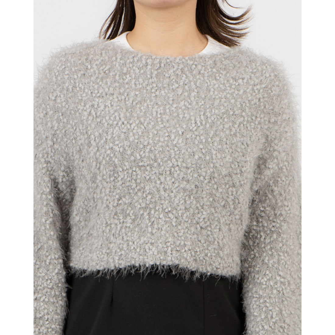 アルシーヴ archives クロップドポップコーンシャギーニット (GRY) GRY