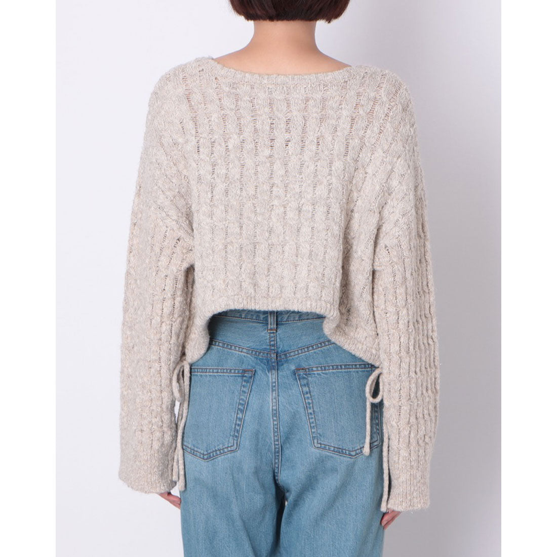 アルシーヴ archives ラメメランジケーブルドロストニット (BLU) BLU