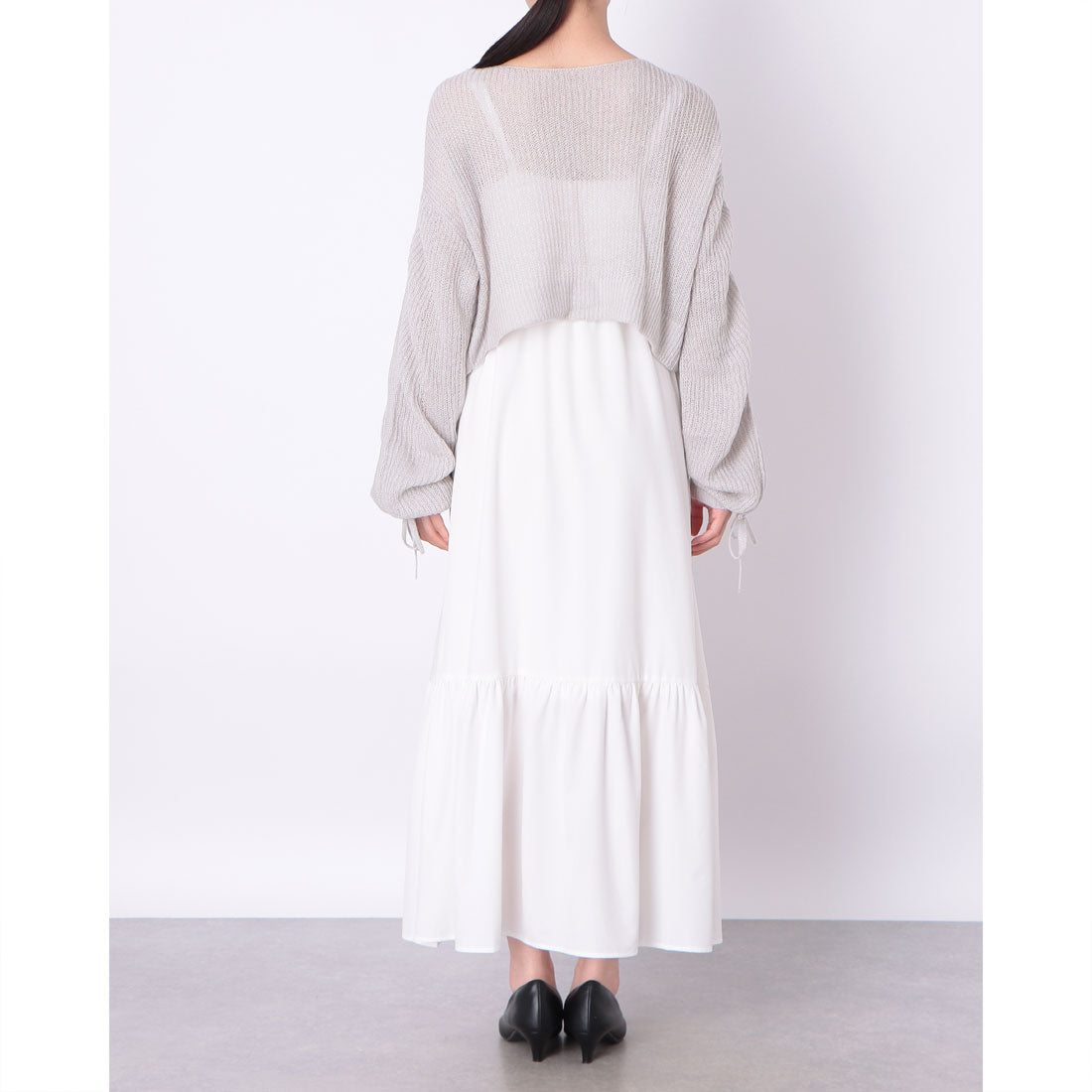 アルシーヴ archives ラメ透かしドロストニット×ティアードキャミワンピースSET (IVO) IVO