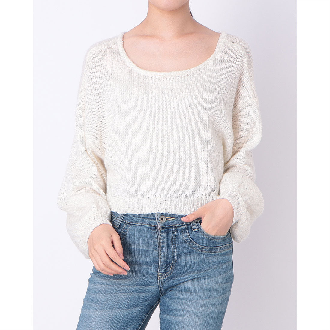 アルシーヴ archives バックレースアップスパンコール透かしニット (IVO) IVO