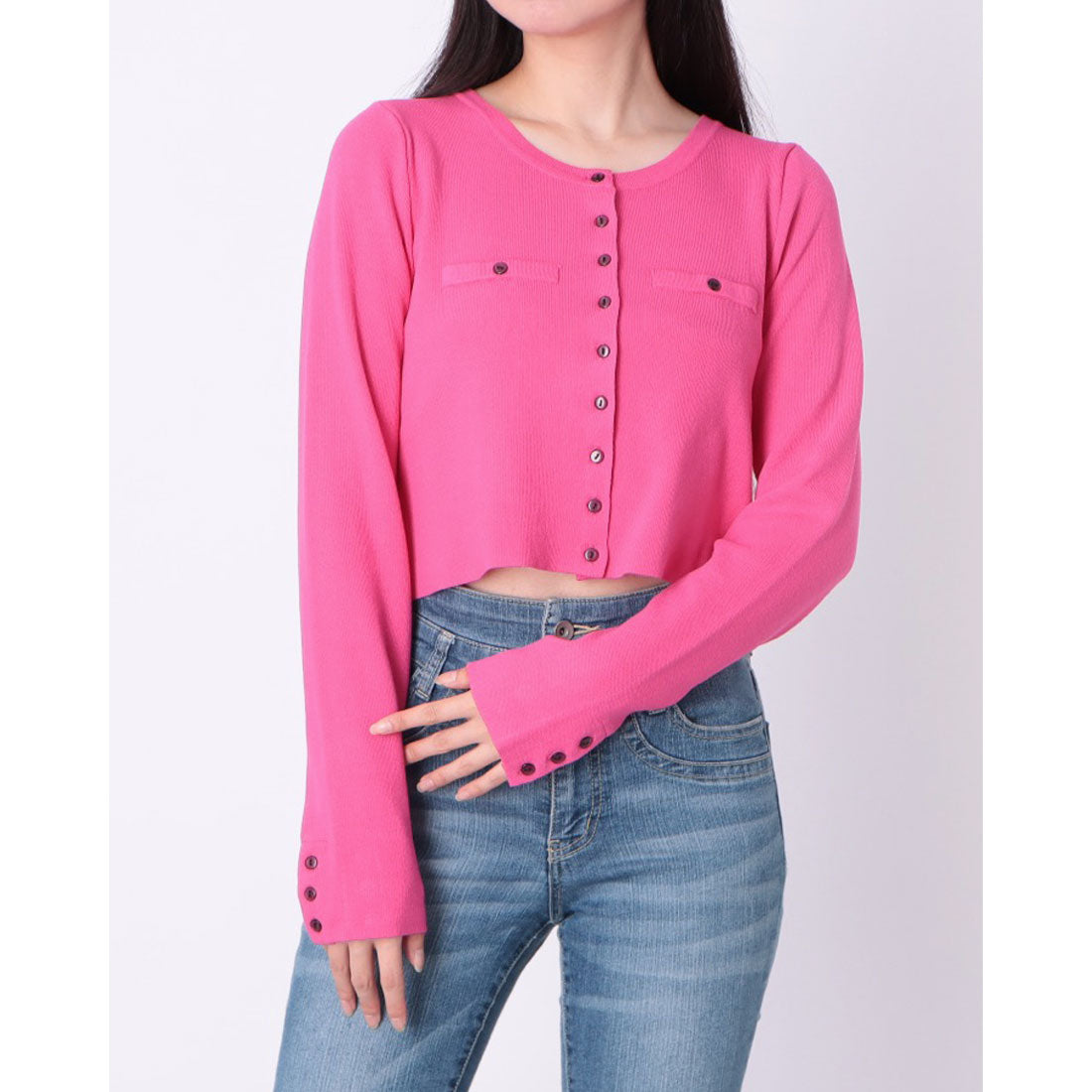 アルシーヴ archives ミラノリブ配色カーディガン (PINK) PINK