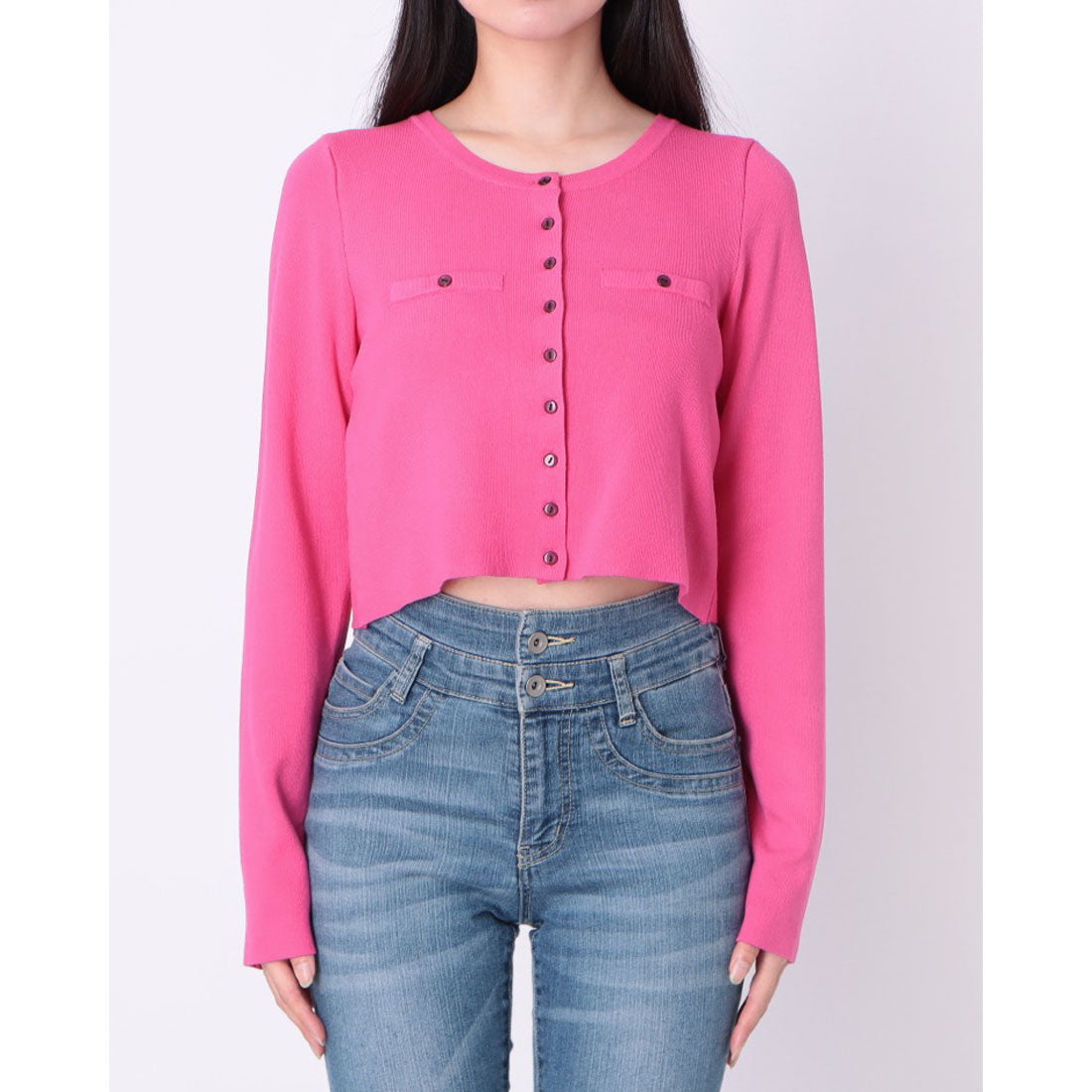 アルシーヴ archives ミラノリブ配色カーディガン (PINK) PINK