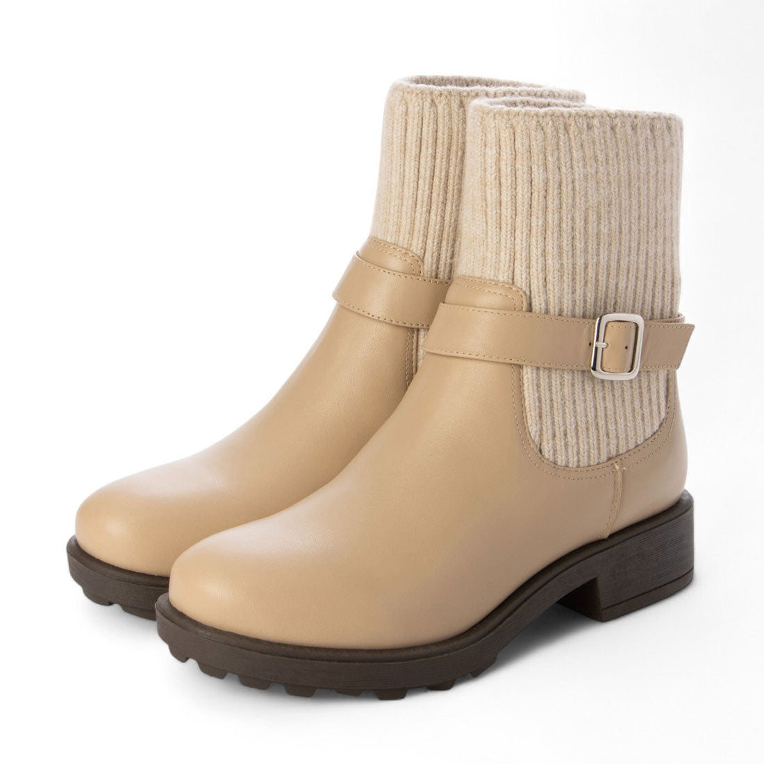 アシナガオジサン あしながおじさん カジュアルニットブーツ (ライトベージュ) ライトベージュ