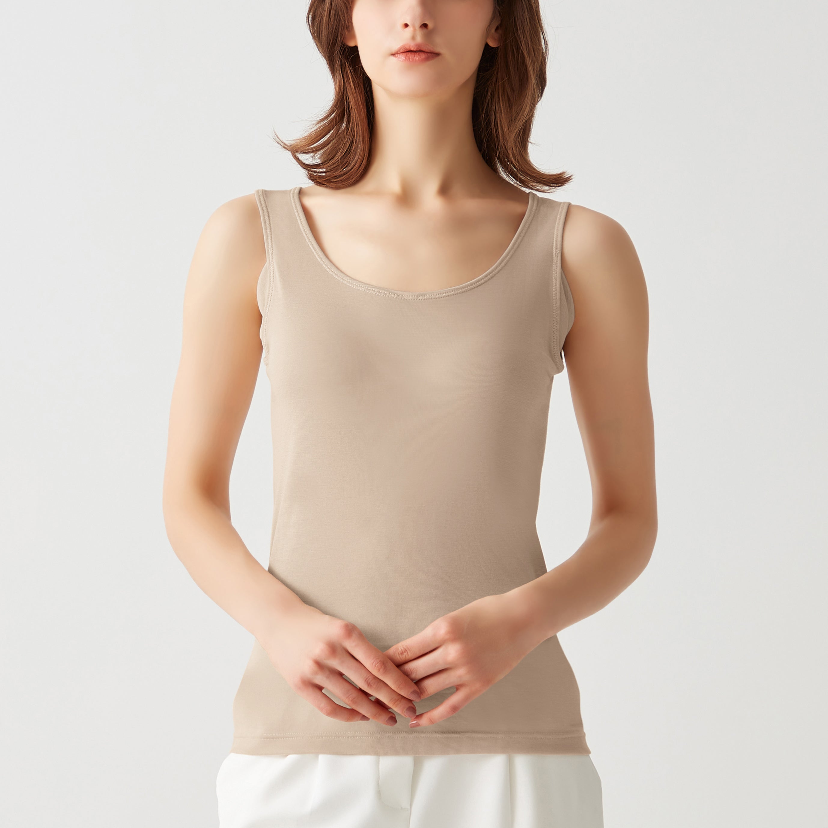 アセドロン アセドロン 【汗対策】汗取り付きタンクトップ (ノーブルベージュ) ノーブルベージュ
