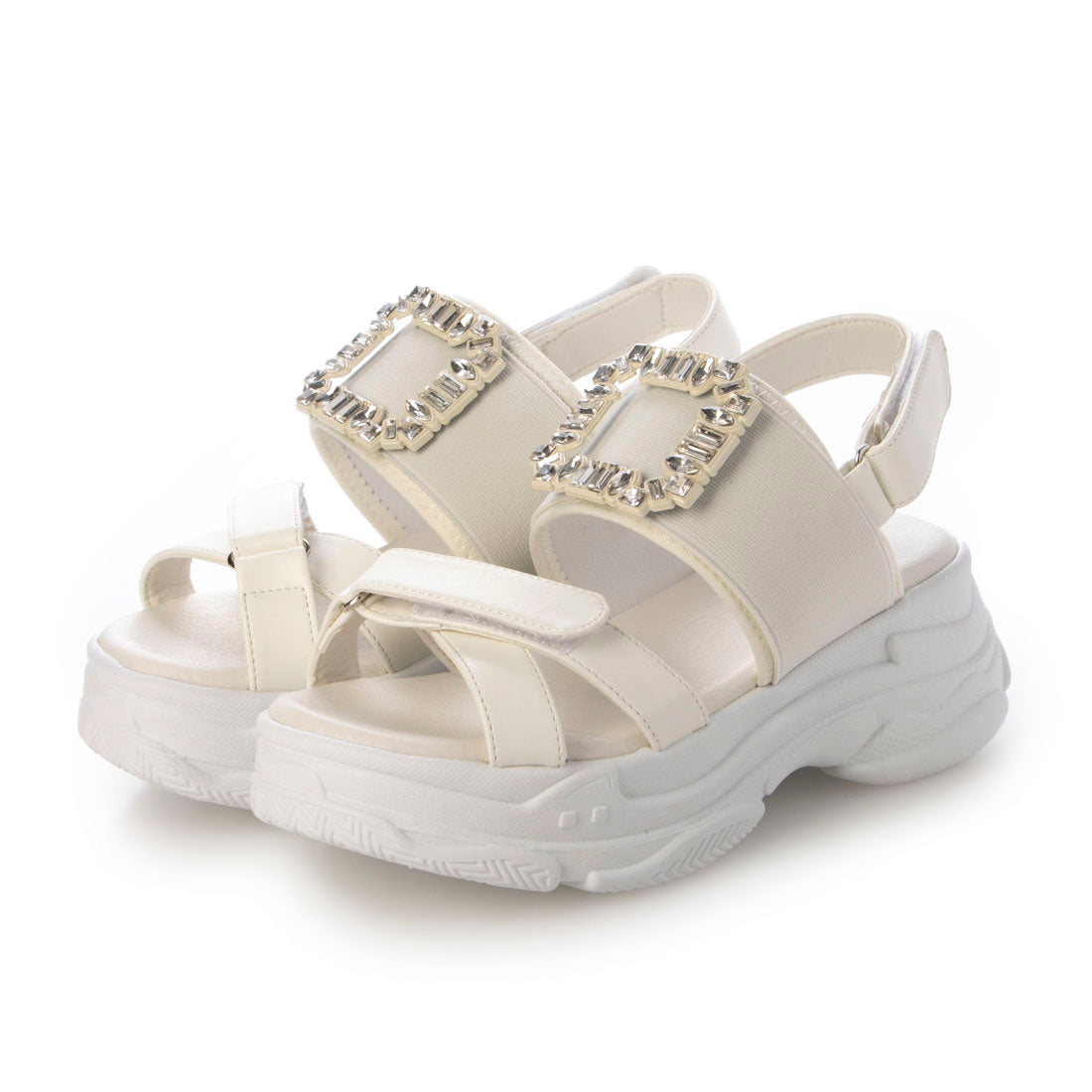 アタガール attagirl ビジューバックルスポーツサンダル (アイボリースムース) アイボリースムース