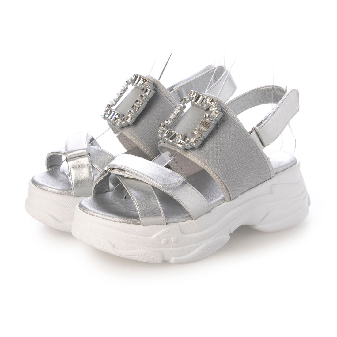 アタガール attagirl ビジューバックルスポーツサンダル (シルバースムース) シルバースムース
