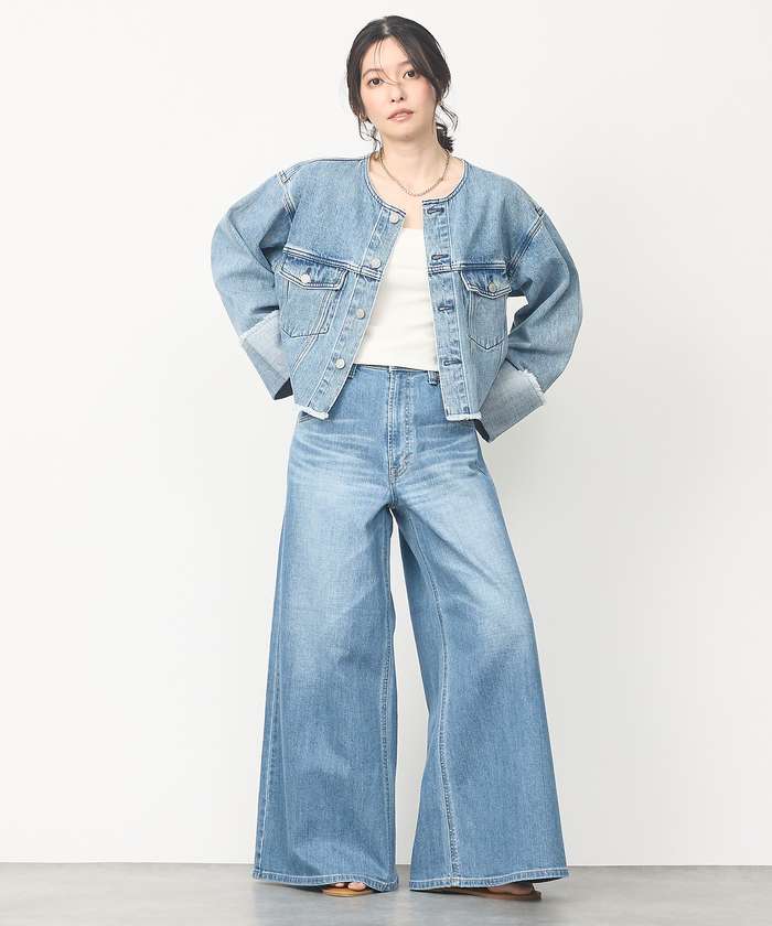 アバハウス マヴィ abahouse mavie 【EDWIN】ロールアップデニムジャケット/春服/Gジャン/ノーカラー/ショート (ブラック) ブラック