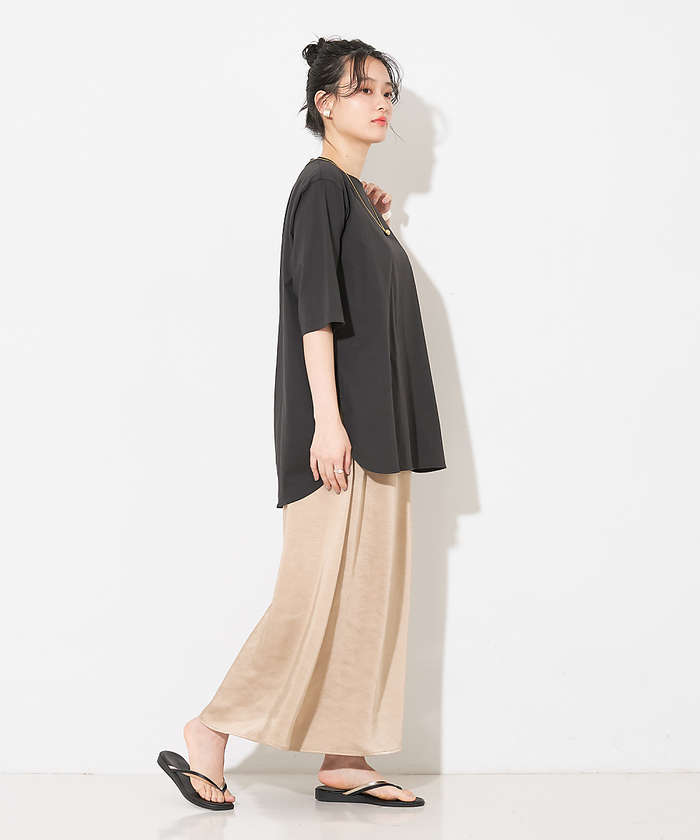 コレックス collex 【WEB限定】サテンロングフレアスカート (ゴールド) ゴールド