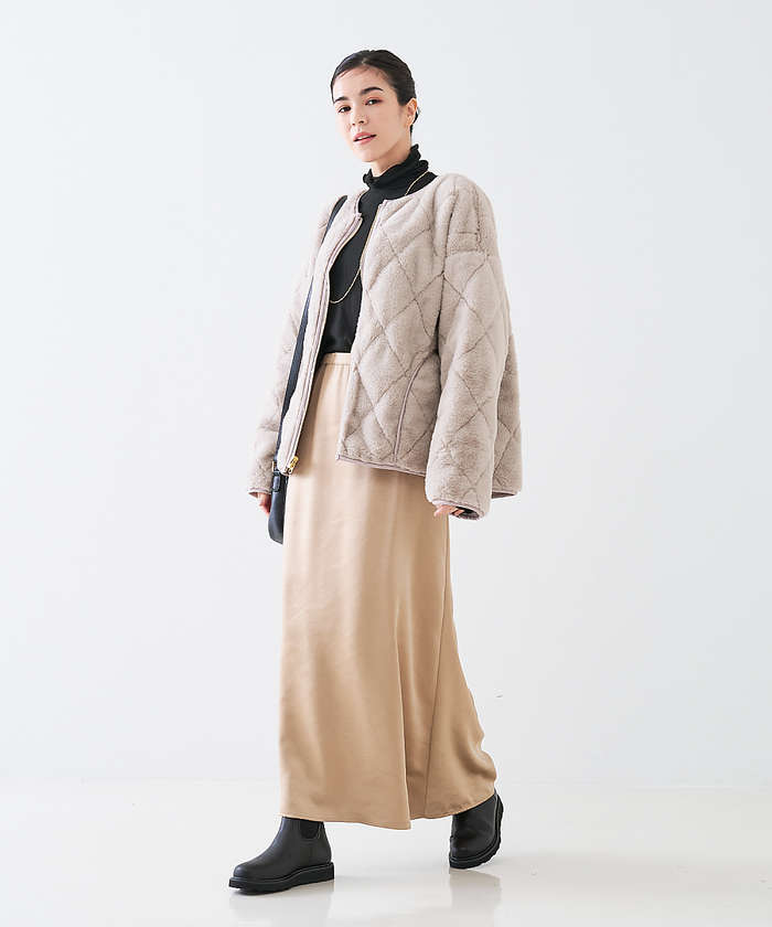コレックス collex 【WEB限定】サテンロングフレアスカート (ゴールド) ゴールド