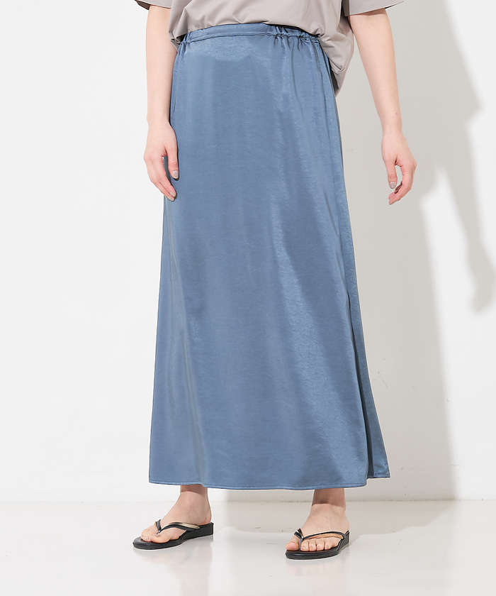 コレックス collex 【WEB限定】サテンロングフレアスカート (ブルー) ブルー