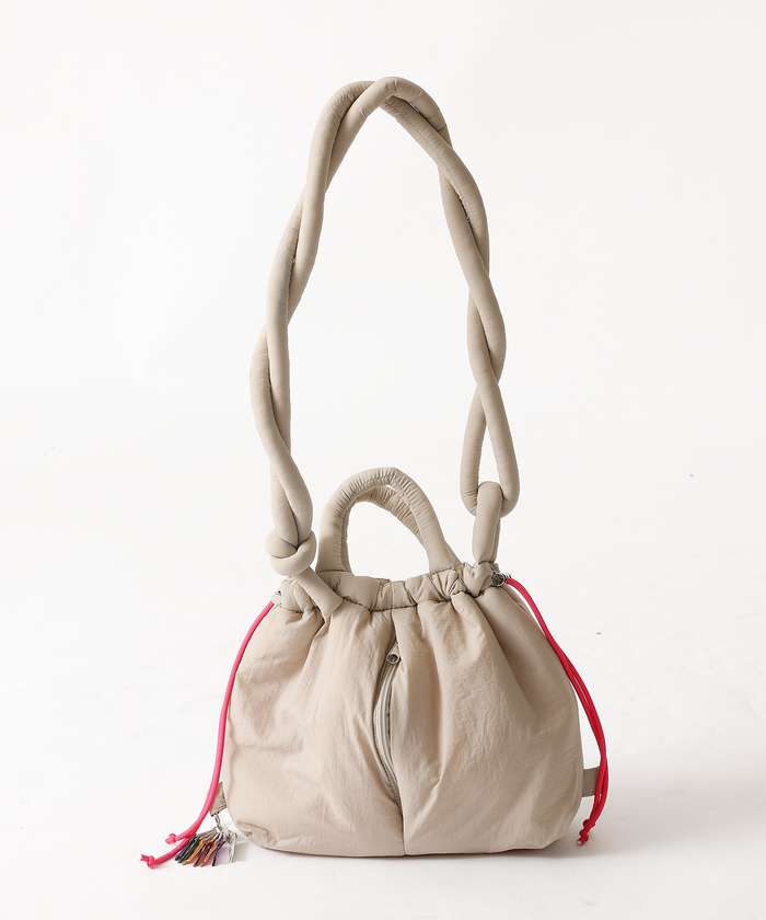 ノミネ NOMINE 【cheek】puff kinchaku 2WAY tote 巾着 ショルダーバ (グレー) グレー