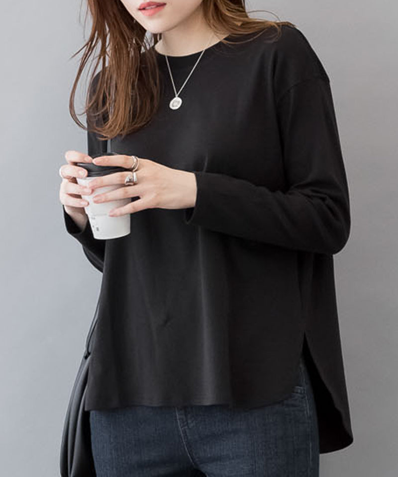 アットワン atONE ラウンドヘムカットソー,ブラック