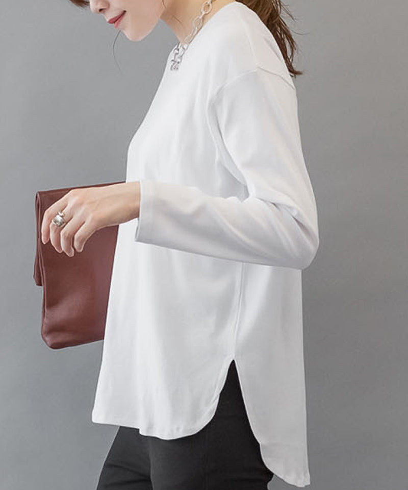 アットワン atONE ラウンドヘムカットソー,ホワイト