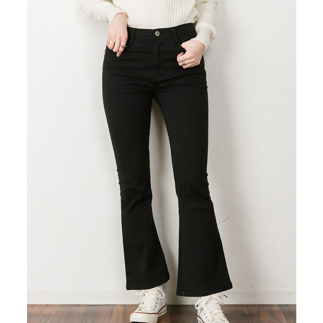 アットワン atONE フレアパンツ,ブラック