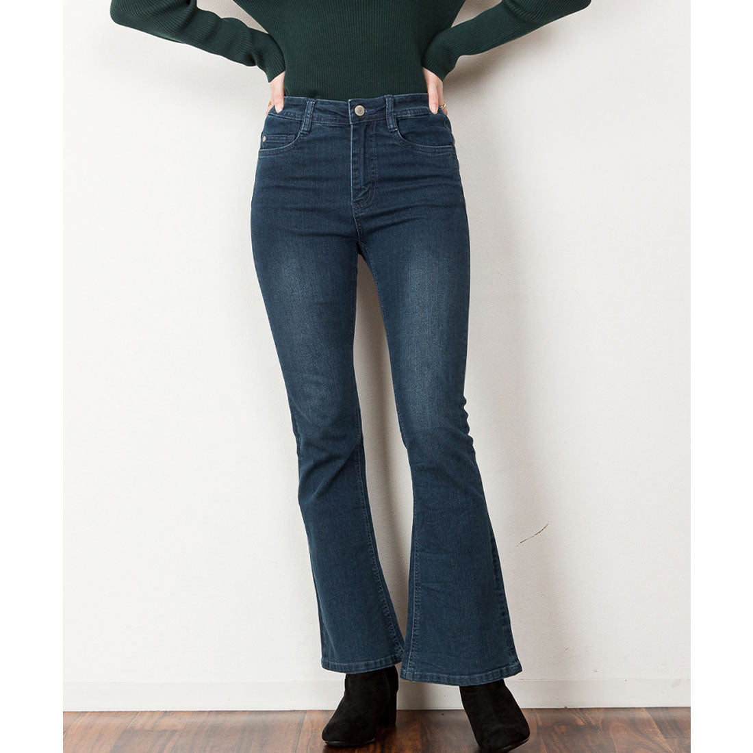 アットワン atONE フレアパンツ,ネイビー