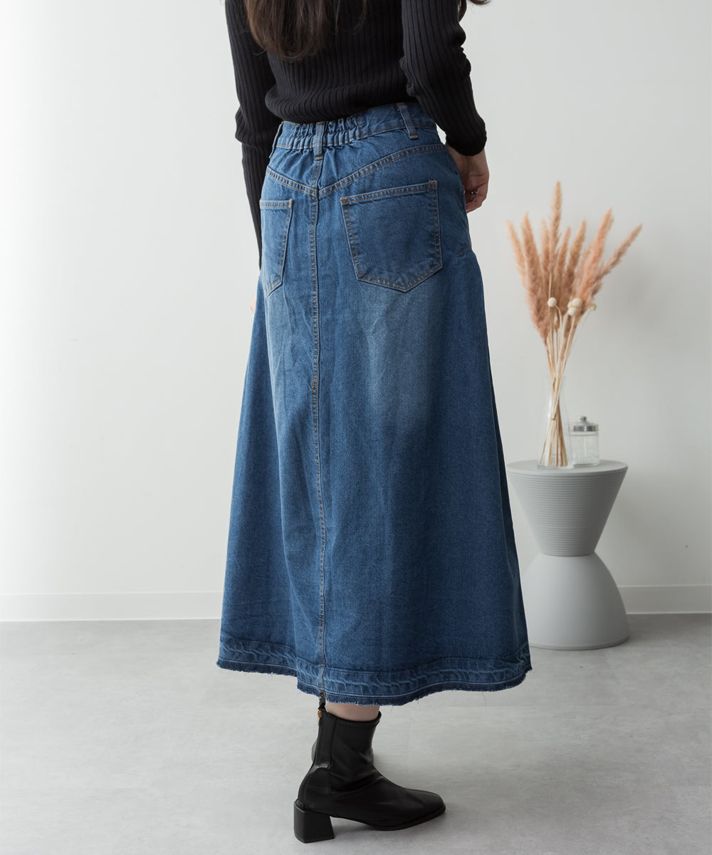 atONE Side Tuck Denim Skirt