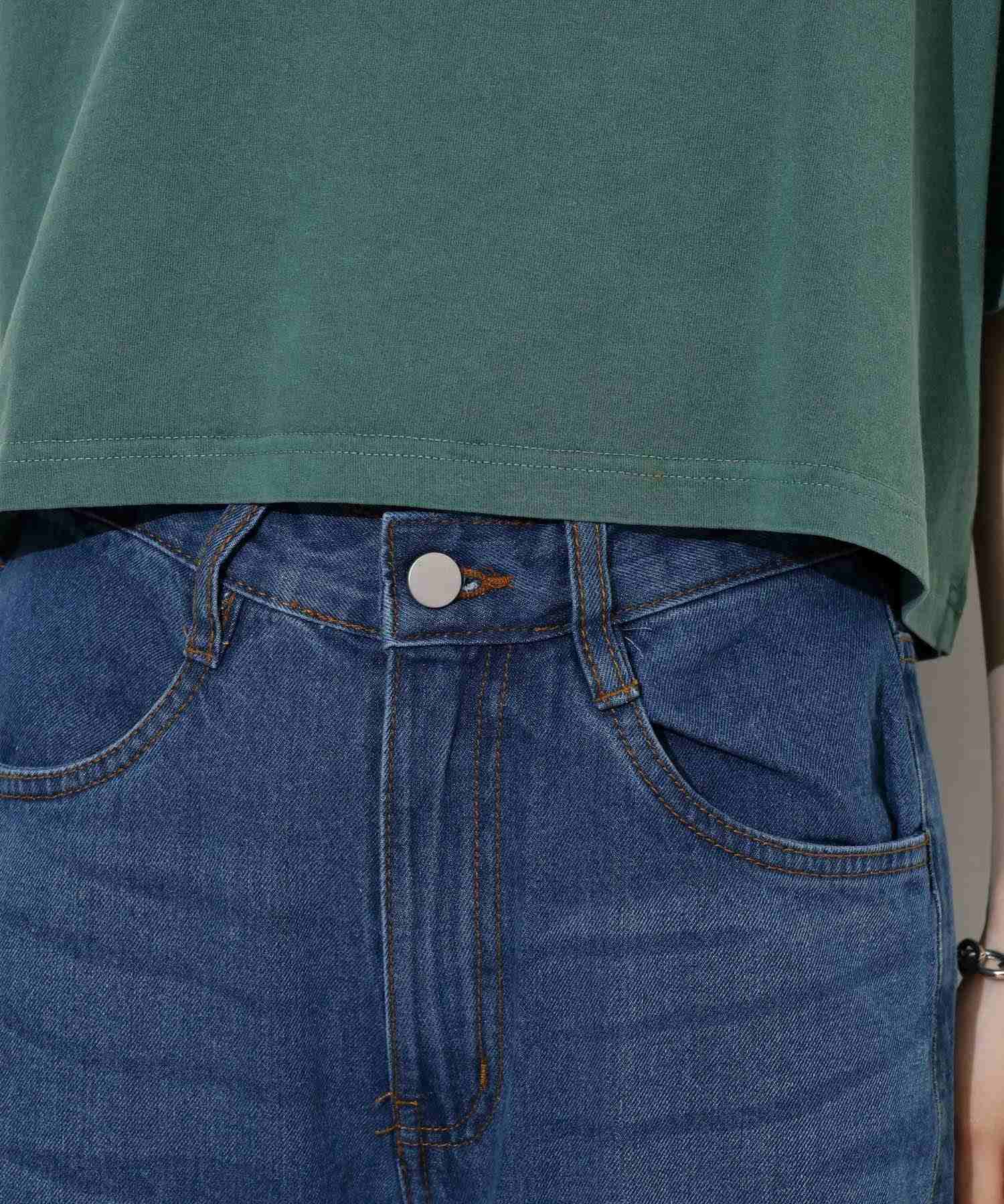 アットワン atONE デニムダメージストレートパンツ (ネイビー) ネイビー