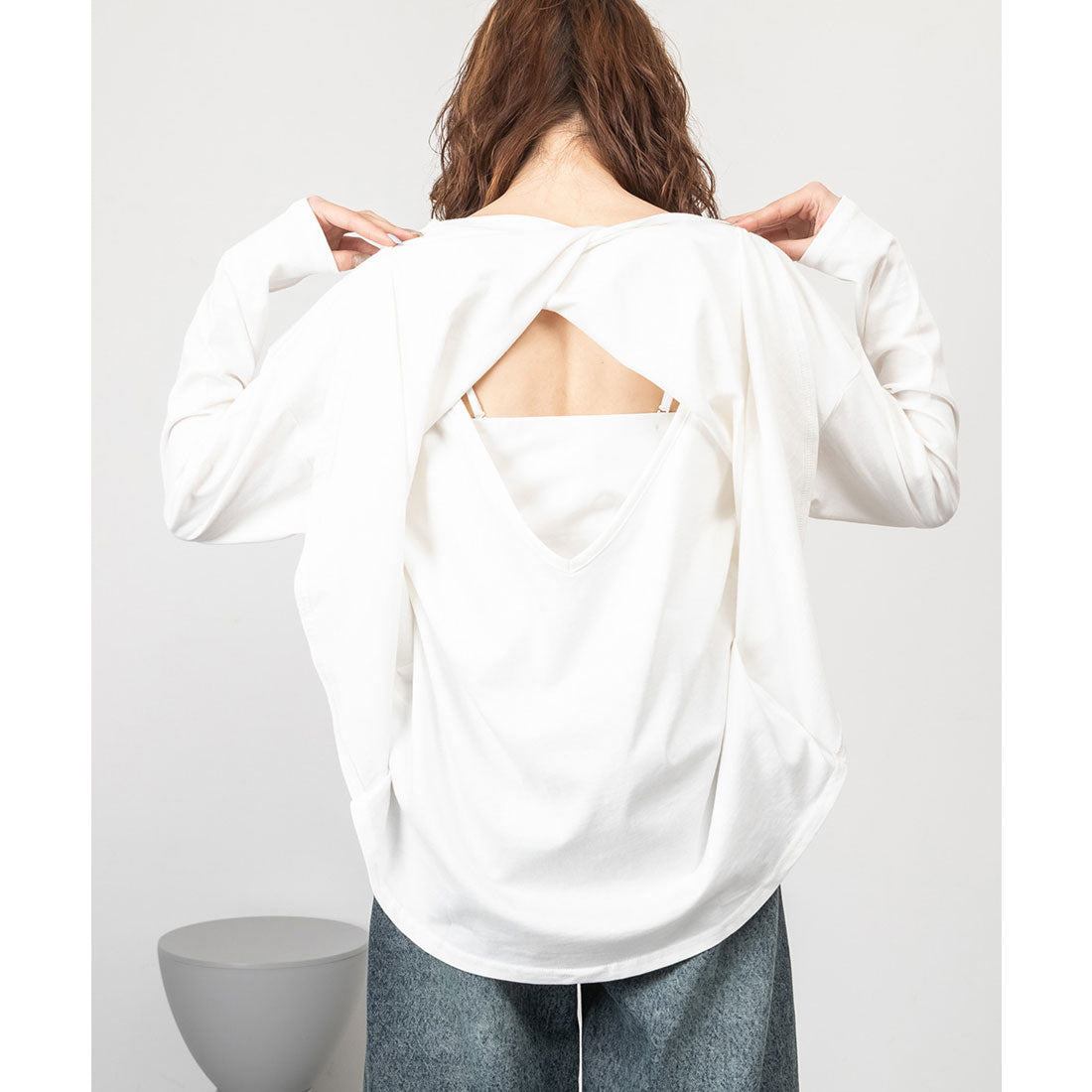 アットワン atONE バックダブル長袖Tシャツ (ブラック) ブラック