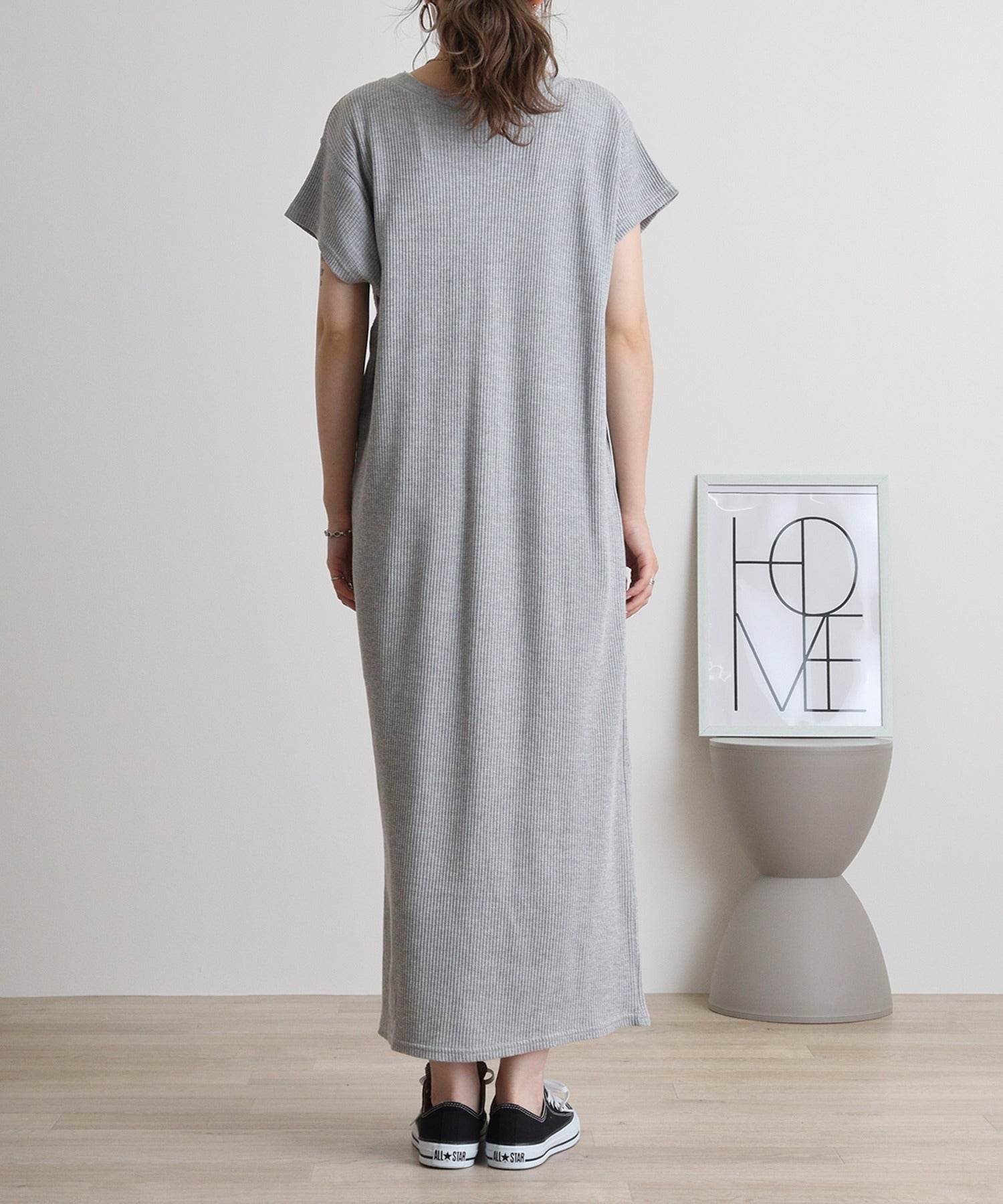 アットワン atONE ワッフルバックボタンワンピース