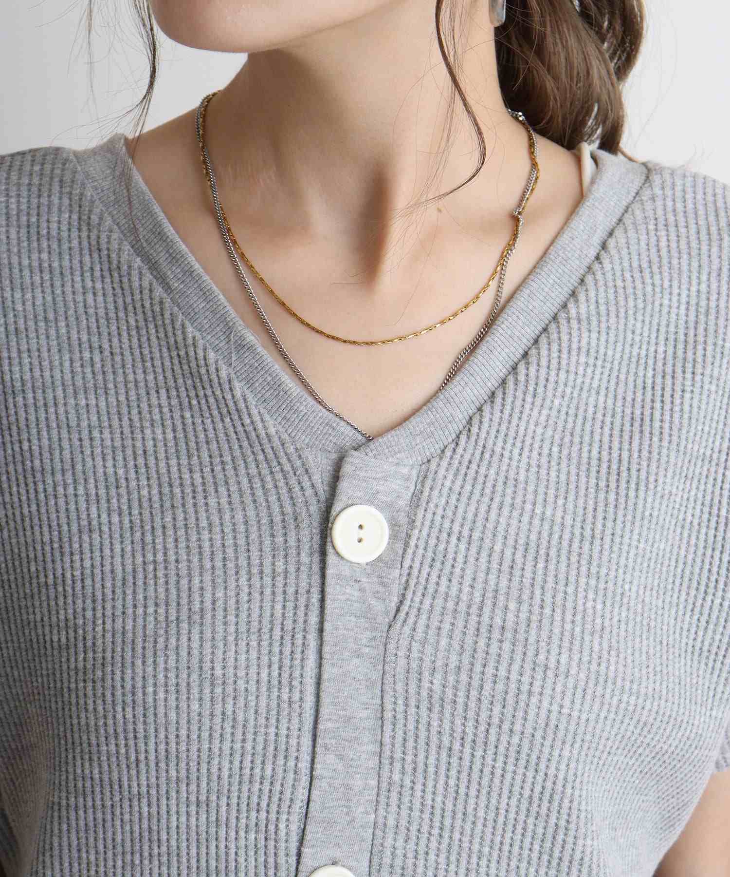 アットワン atONE ワッフルバックボタンワンピース