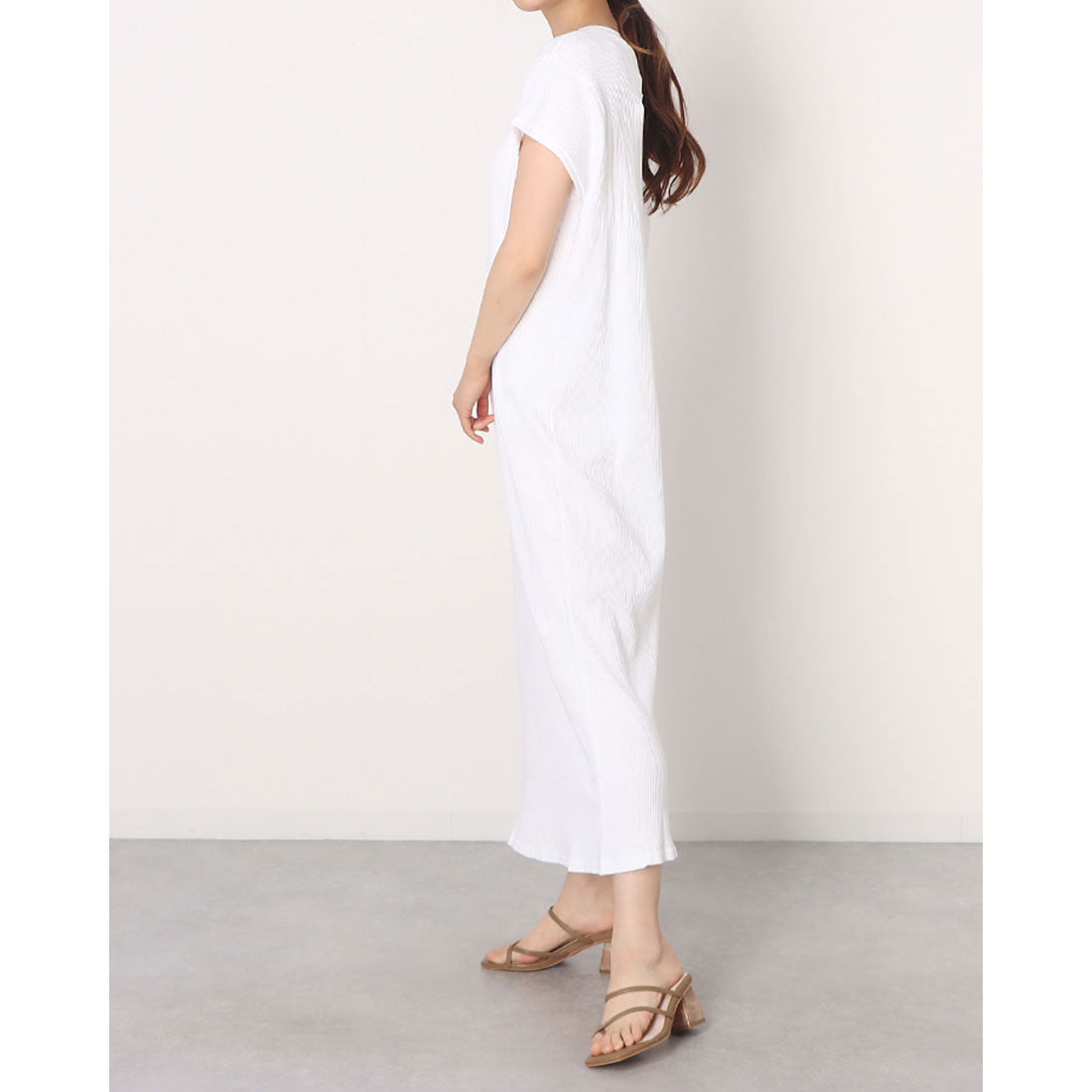 アットワン atONE ワッフルバックボタンワンピース