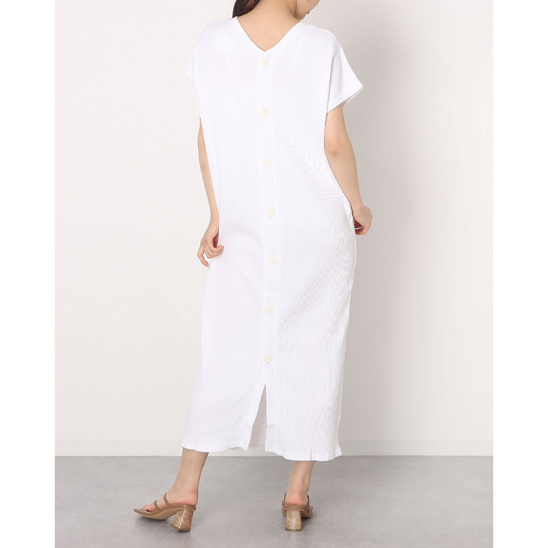 アットワン atONE ワッフルバックボタンワンピース