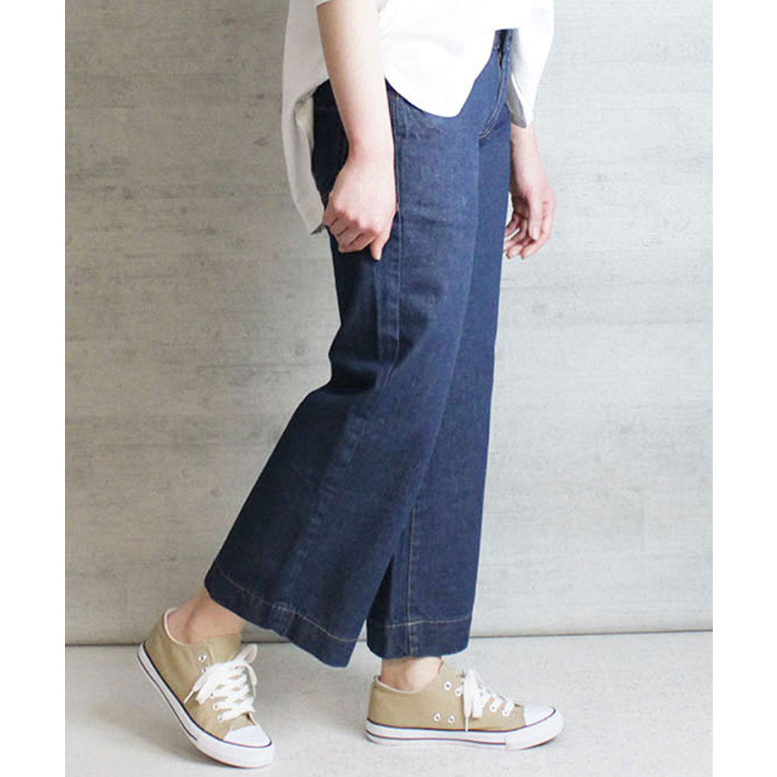 アットワン atONE デニムワイドパンツ (NAVY) ネイビー