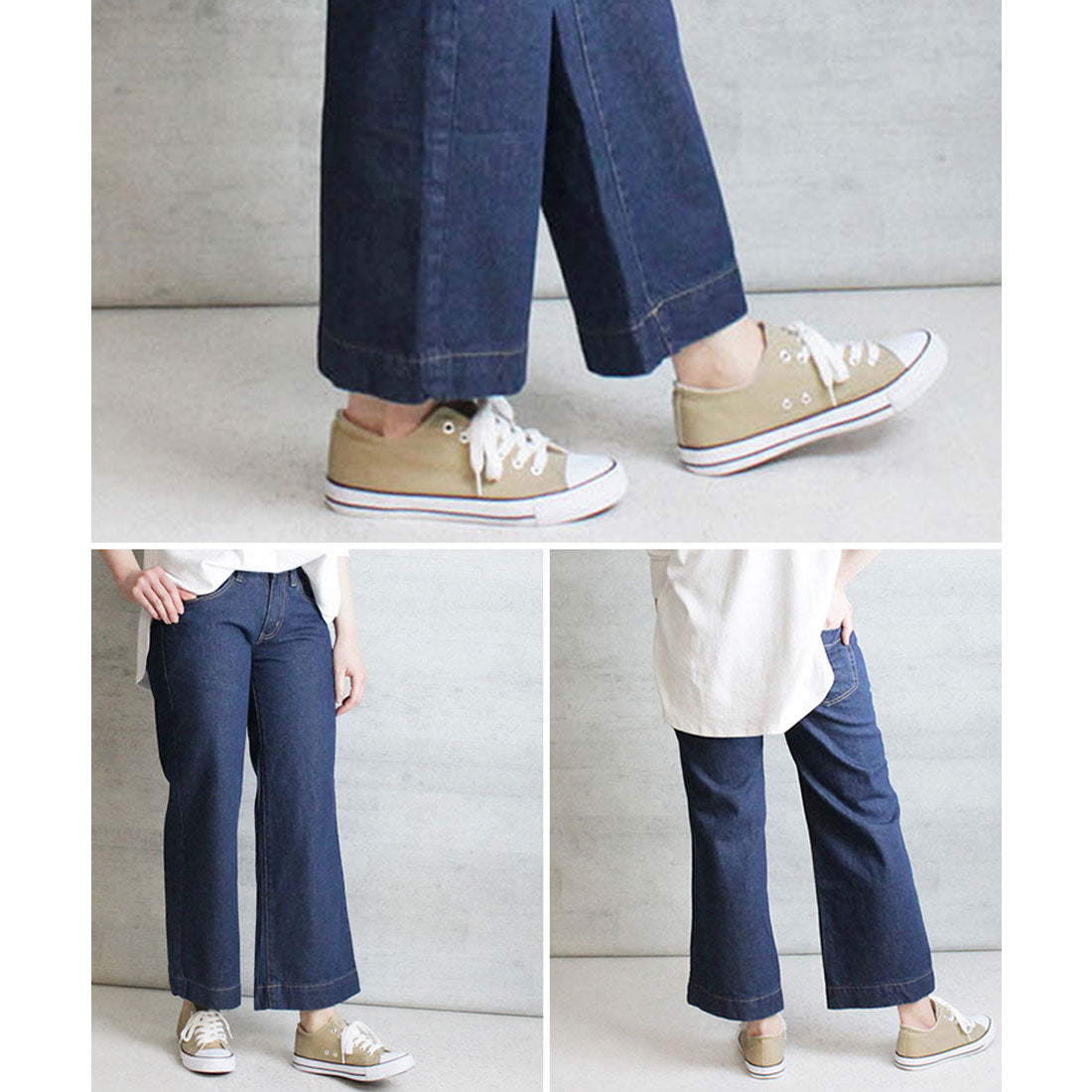 アットワン atONE デニムワイドパンツ (NAVY) ネイビー