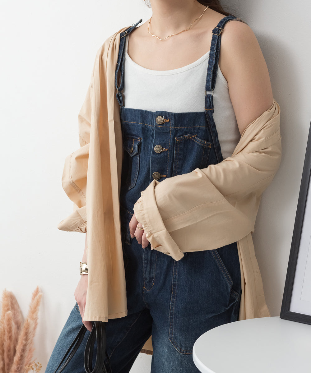 アットワン atONE ゆるサロペットデニムパンツ (NAVY) ネイビー