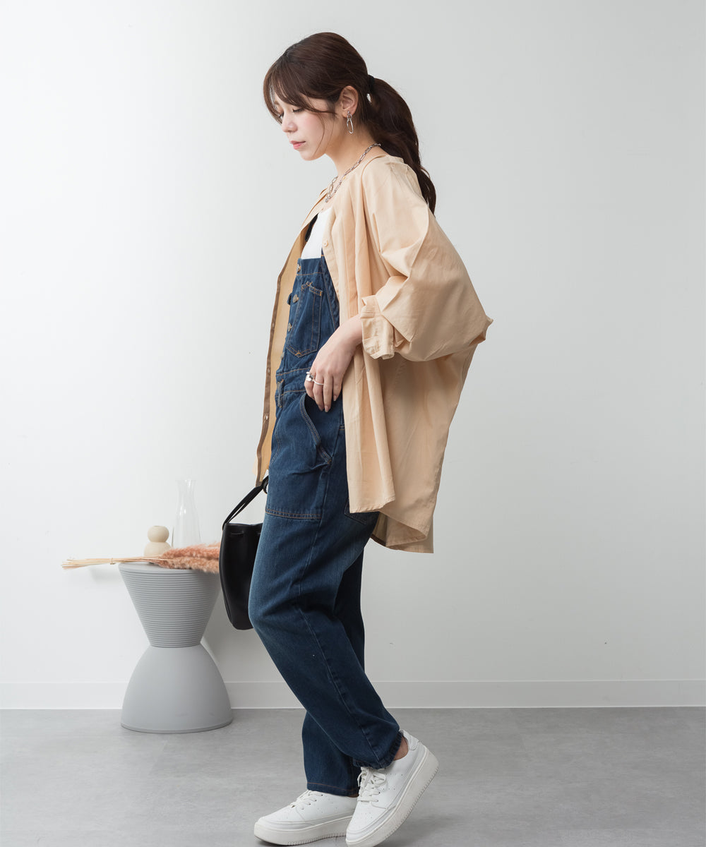 アットワン atONE ゆるサロペットデニムパンツ (NAVY) ネイビー