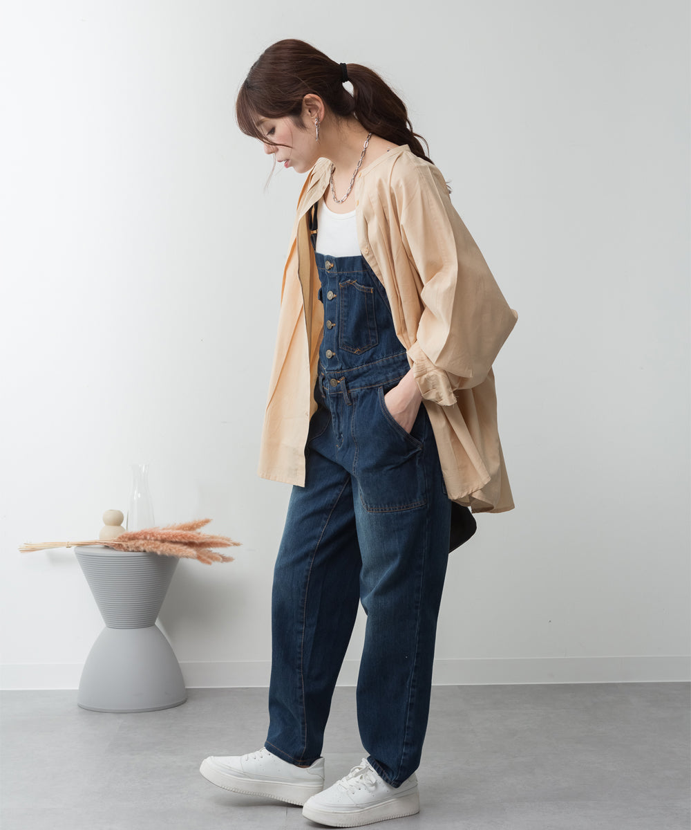 アットワン atONE ゆるサロペットデニムパンツ (NAVY) ネイビー