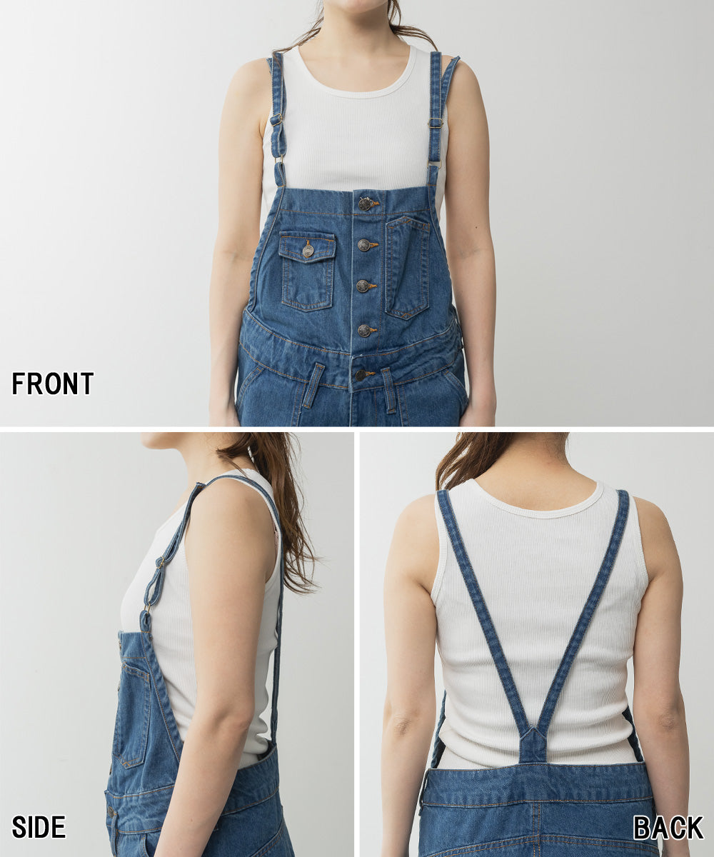 アットワン atONE ゆるサロペットデニムパンツ (NAVY) ネイビー