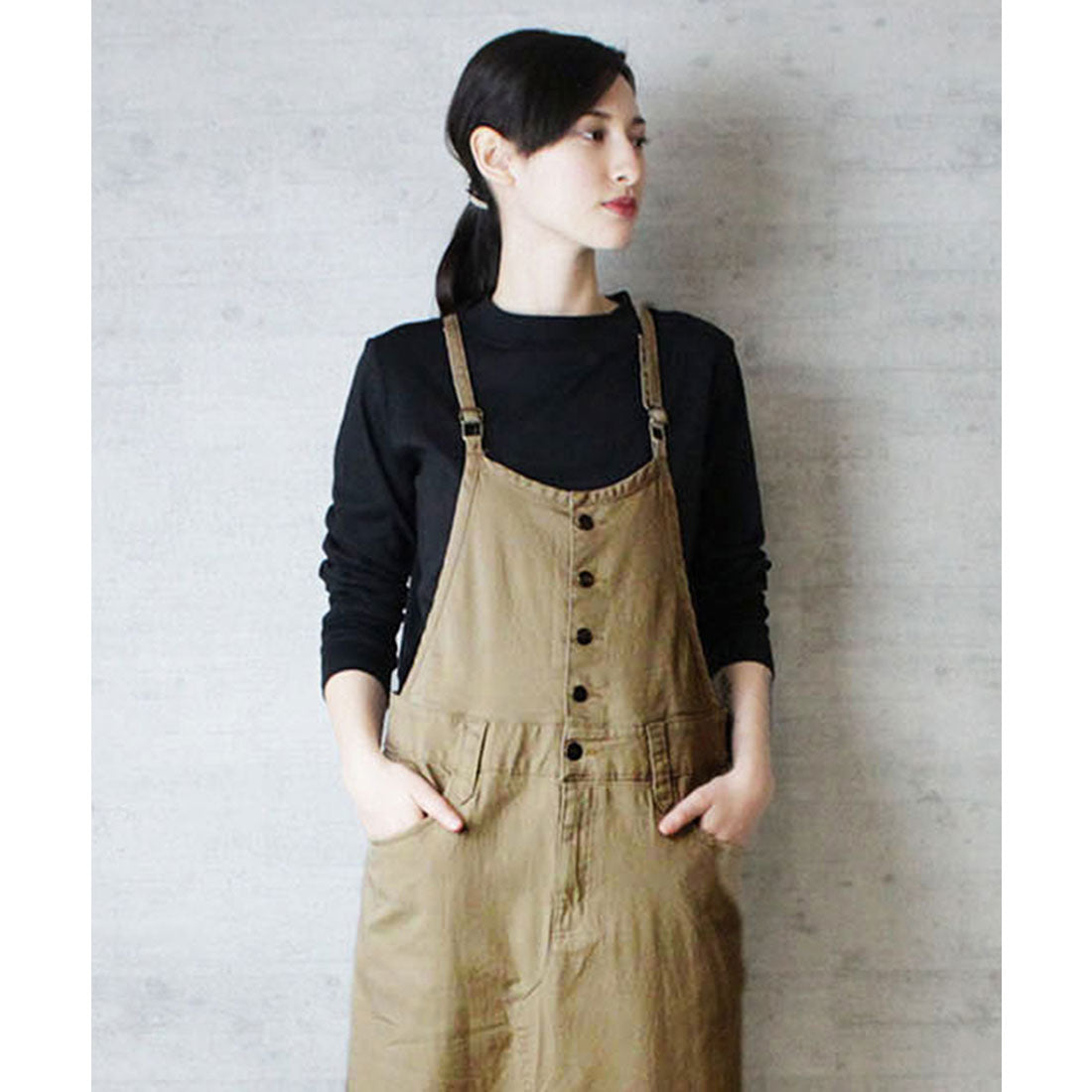 アットワン atONE ツイルステッチサロペットスカート