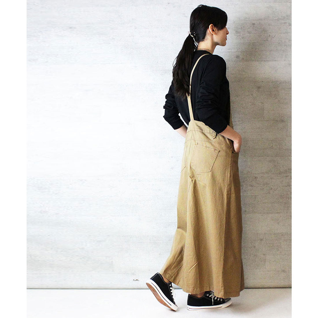 アットワン atONE ツイルステッチサロペットスカート