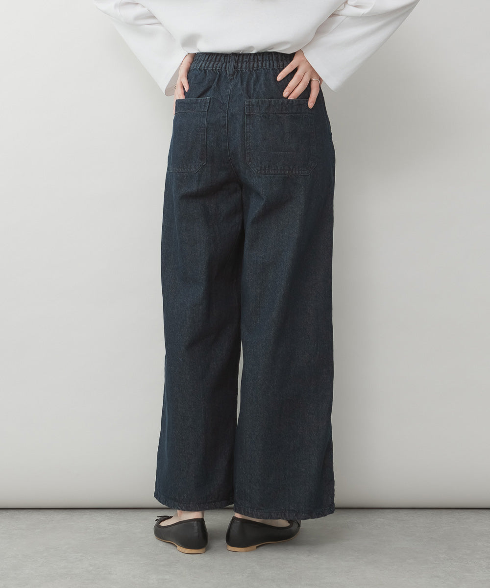 アットワン atONE ウエストタックハイウエストワイドデニムパンツ
