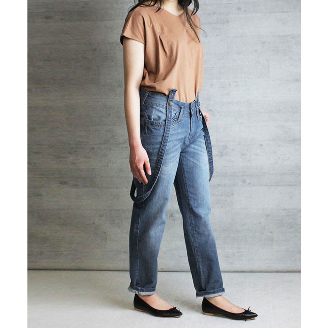 アットワン atONE サスペンダー付きサルエルデニム