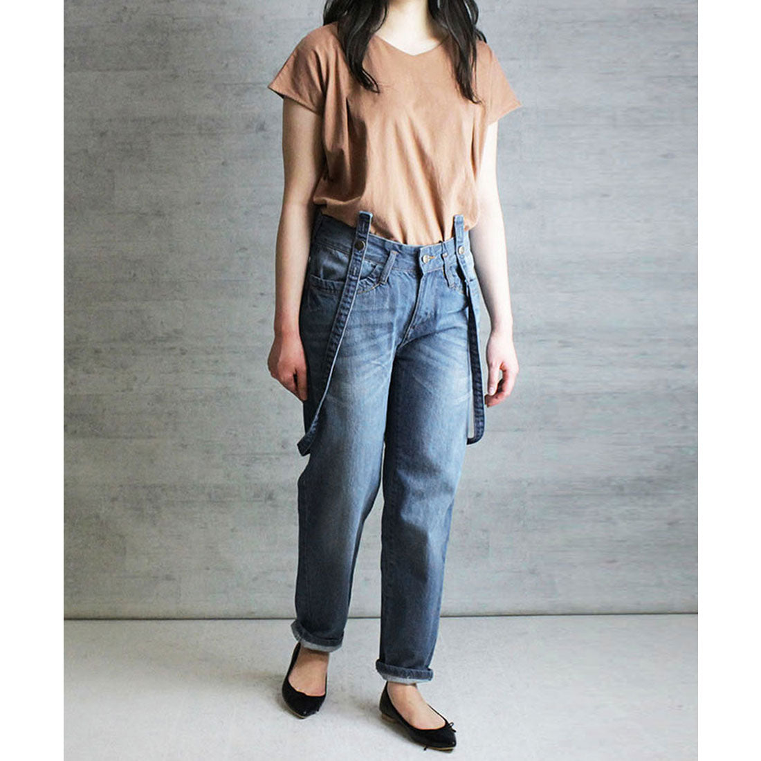 アットワン atONE サスペンダー付きサルエルデニム