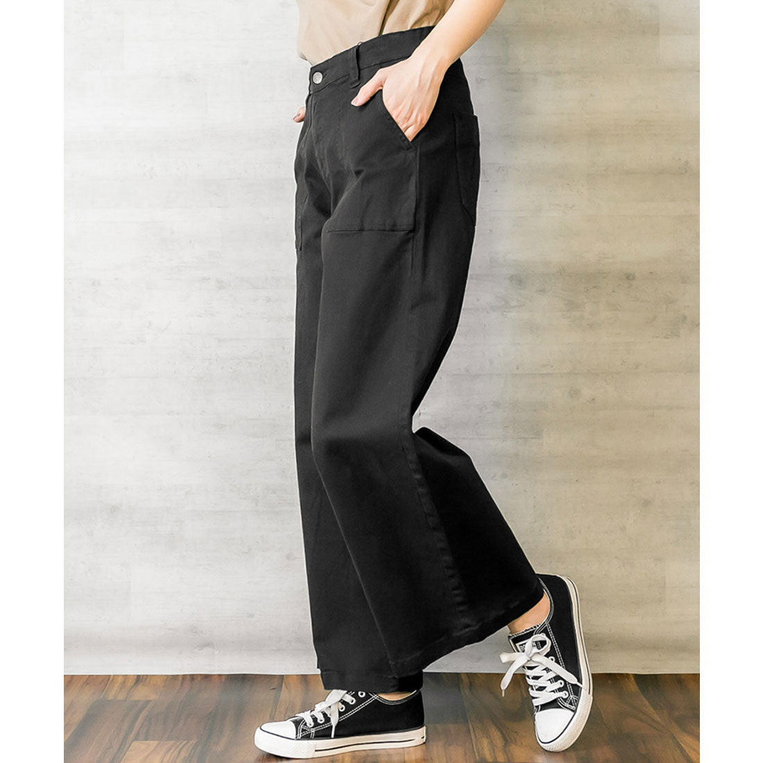 アットワン atONE ツイルワイドベイカーパンツ