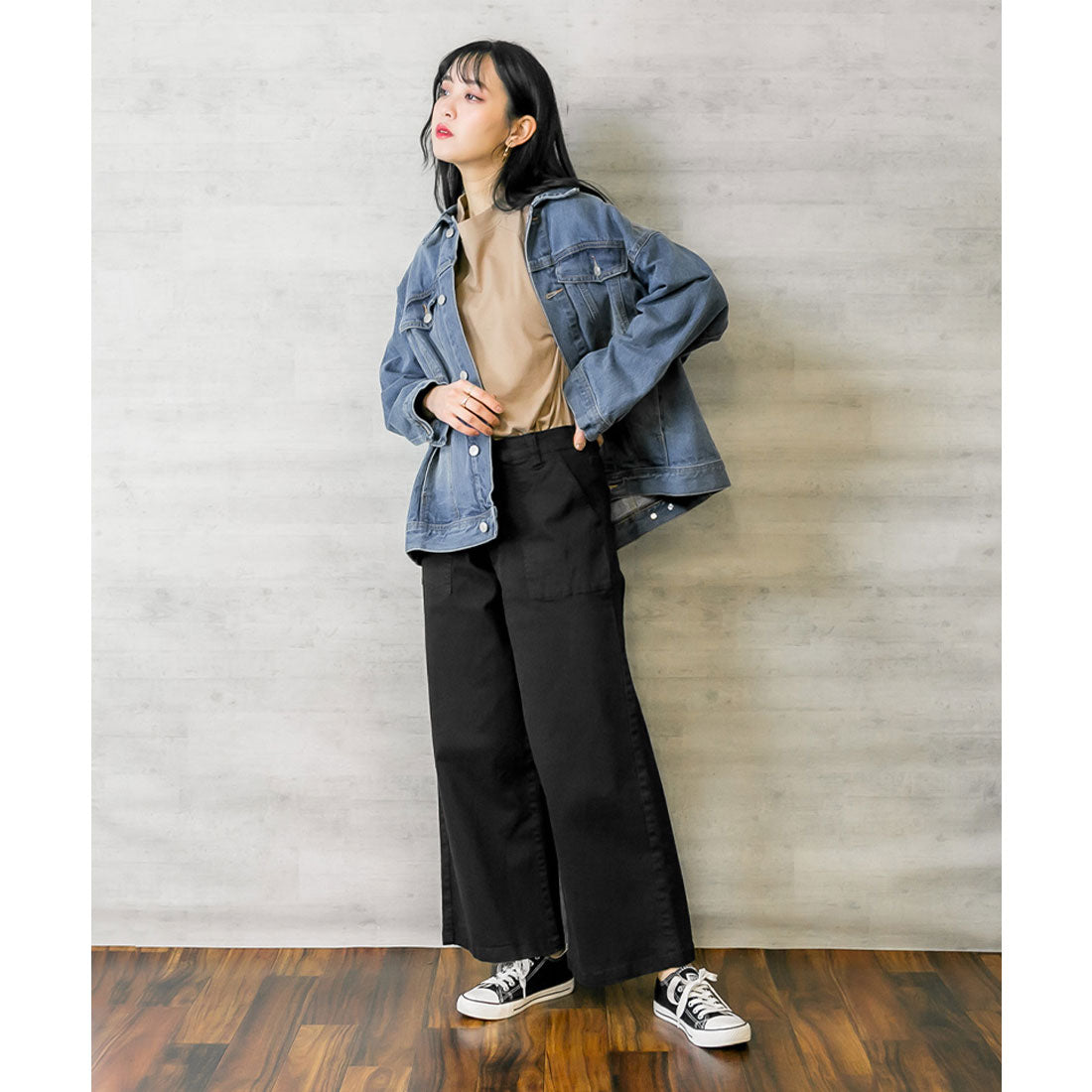 アットワン atONE ツイルワイドベイカーパンツ