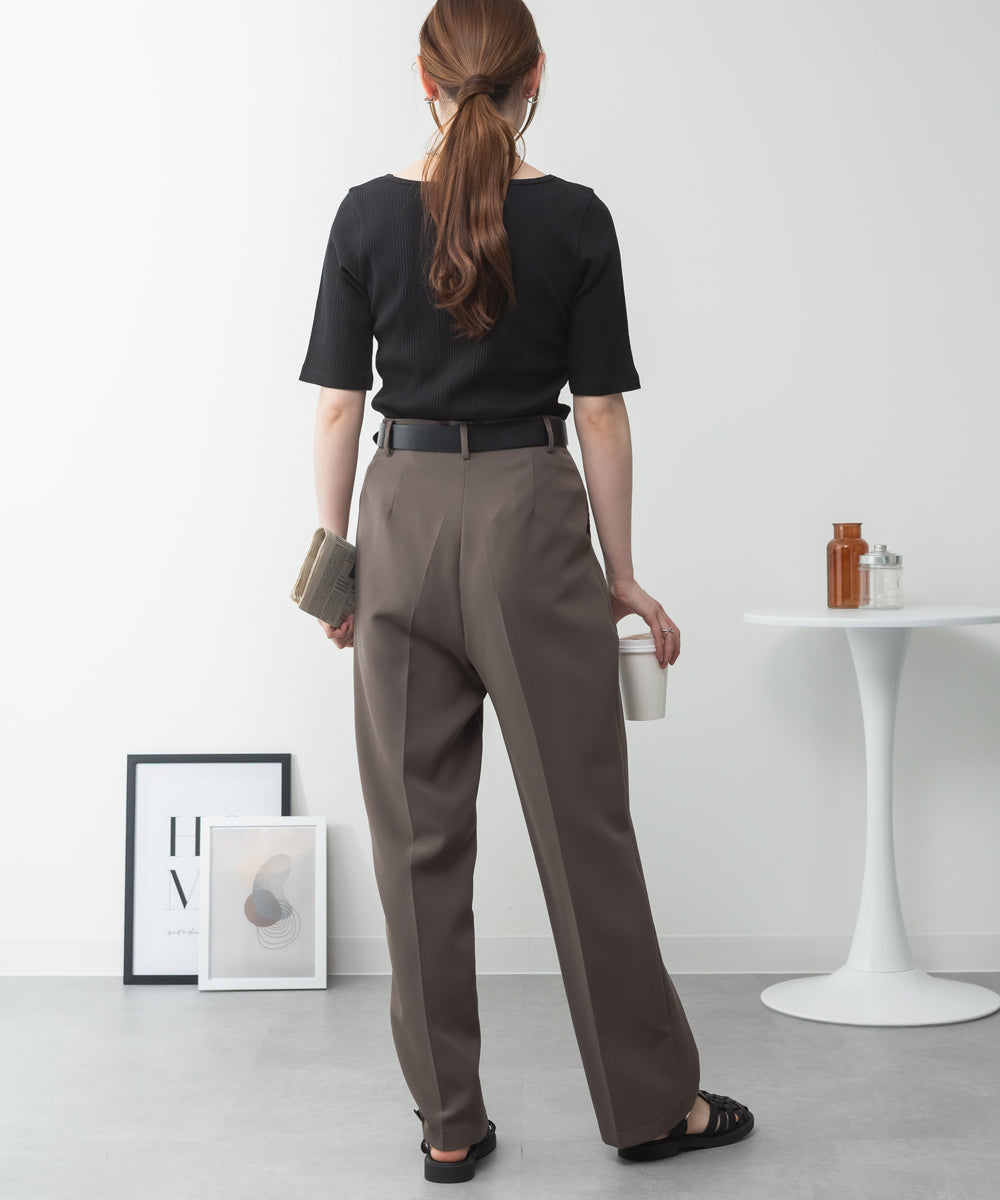 アットワン atONE【前後2WAY】ランダムリブボートネック&Vネックカットソー (BLACK) ブラック