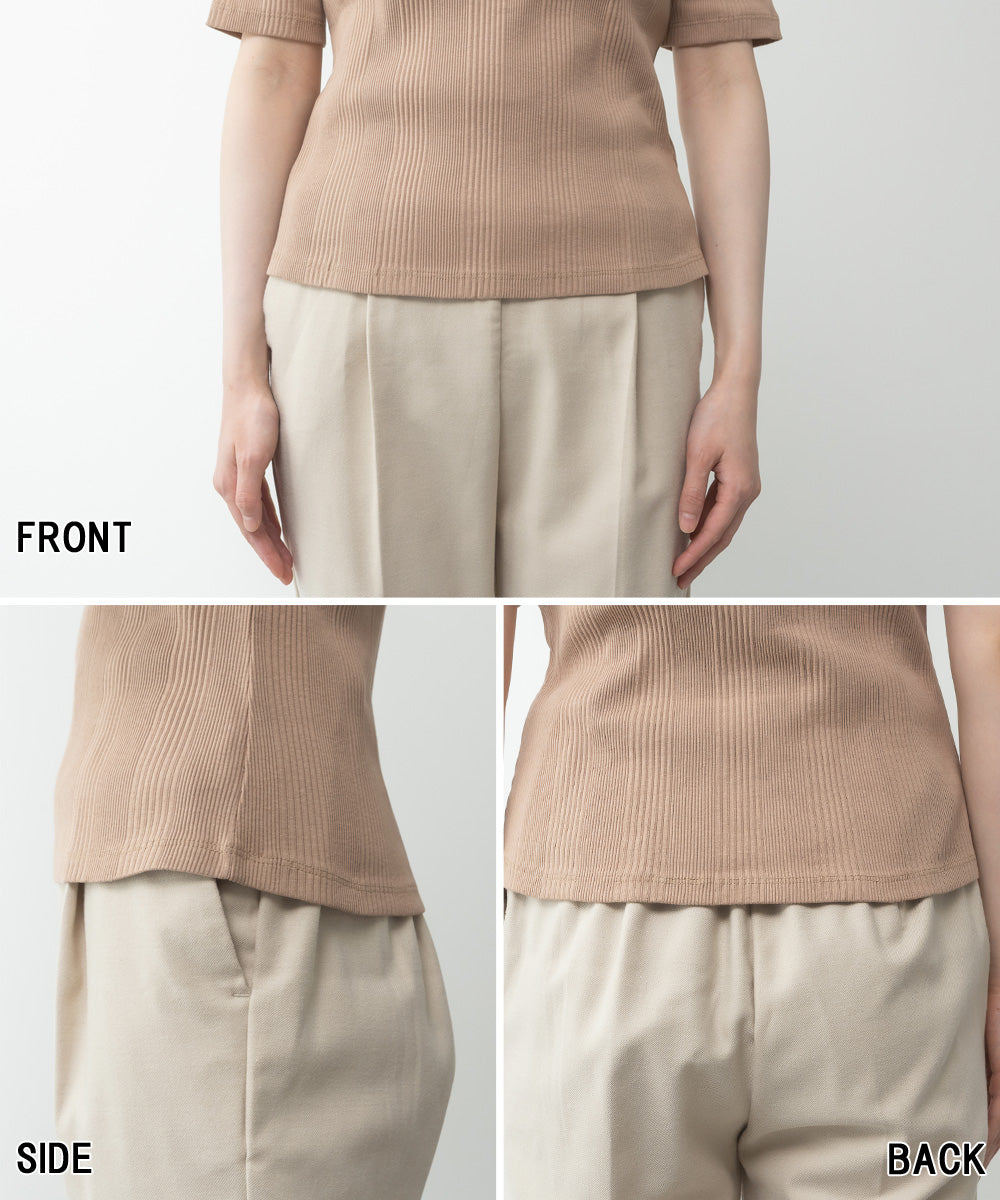 アットワン atONE【前後2WAY】ランダムリブボートネック&Vネックカットソー (BLACK) ブラック