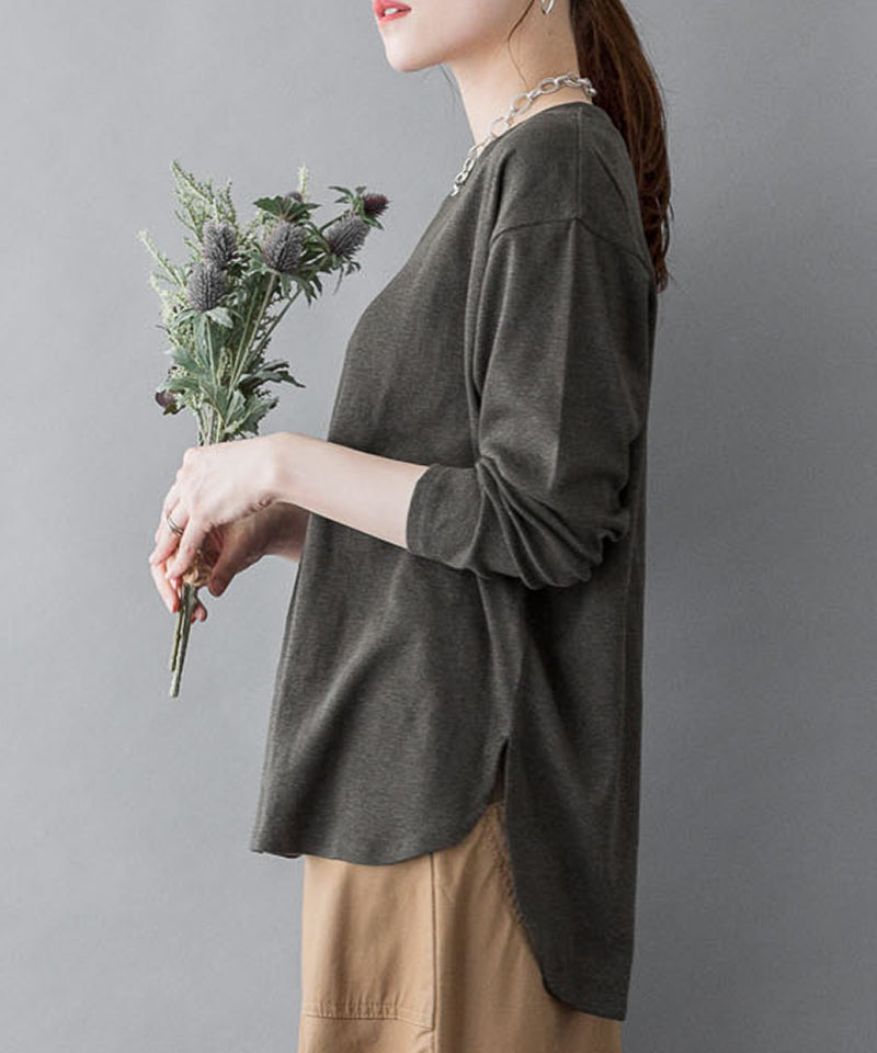 アットワン atONE ラウンドヘムカットソー,チャコールグレー