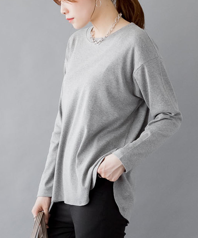 アットワン atONE ラウンドヘムカットソー,杢グレー