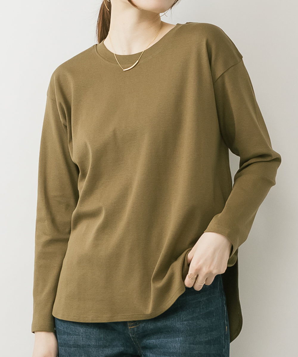 アットワン atONE ラウンドヘムカットソー,カーキ