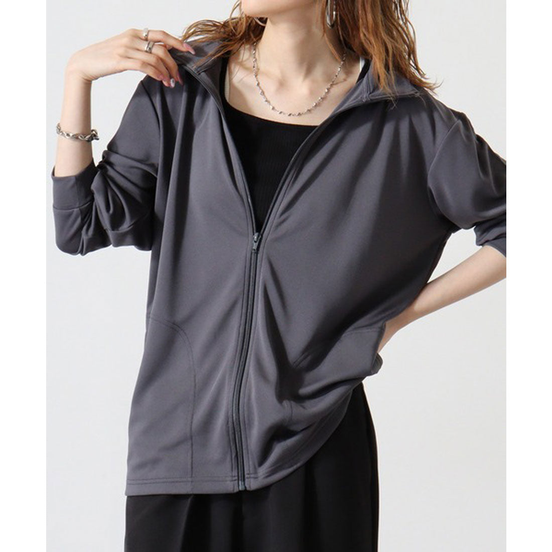 アットワン atONE トラックトップジャケット(ポリジン加工) (C-GRAY) C-GRAY