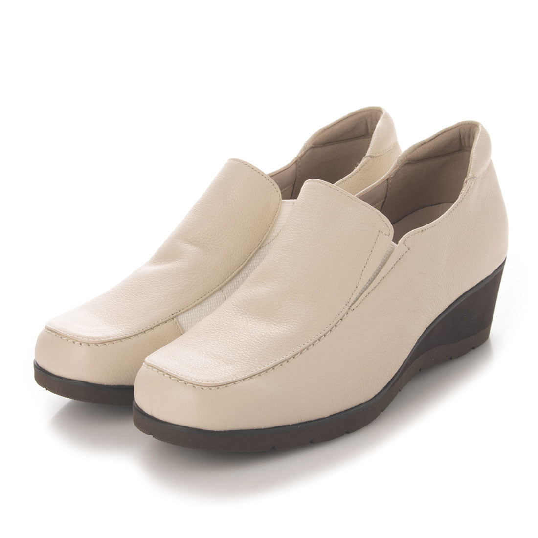 アトリエ Atelier 【3E】サイドゴアスリッポンシューズ,ライトベージュ