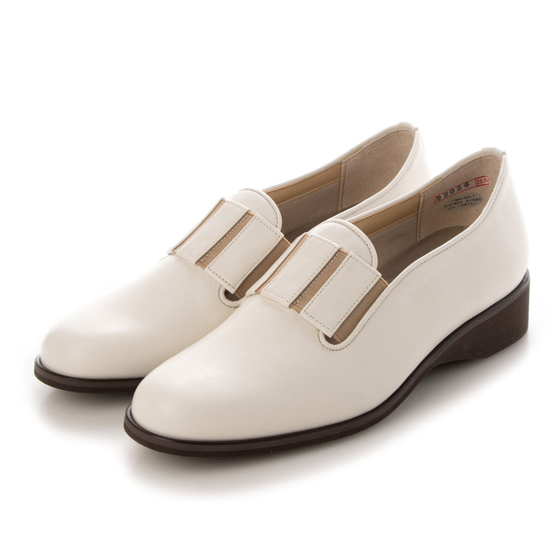 アトリエ Atelier 【3E】ラバーバンド付きラウンドトゥシューズ (ホワイト) ホワイト