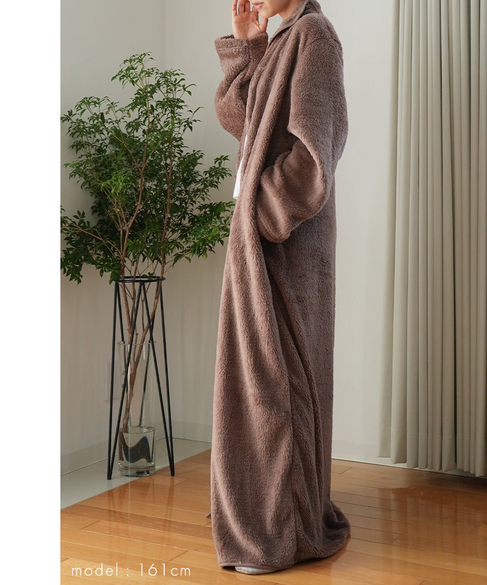 アウニイ auni 穿著毛毯 女士 睡衣 冬季 休閒服 居家服 毛毯 膝蓋毯 毛茸茸 羊毛絨 毛茸茸睡衣 浴袍 中性 8198