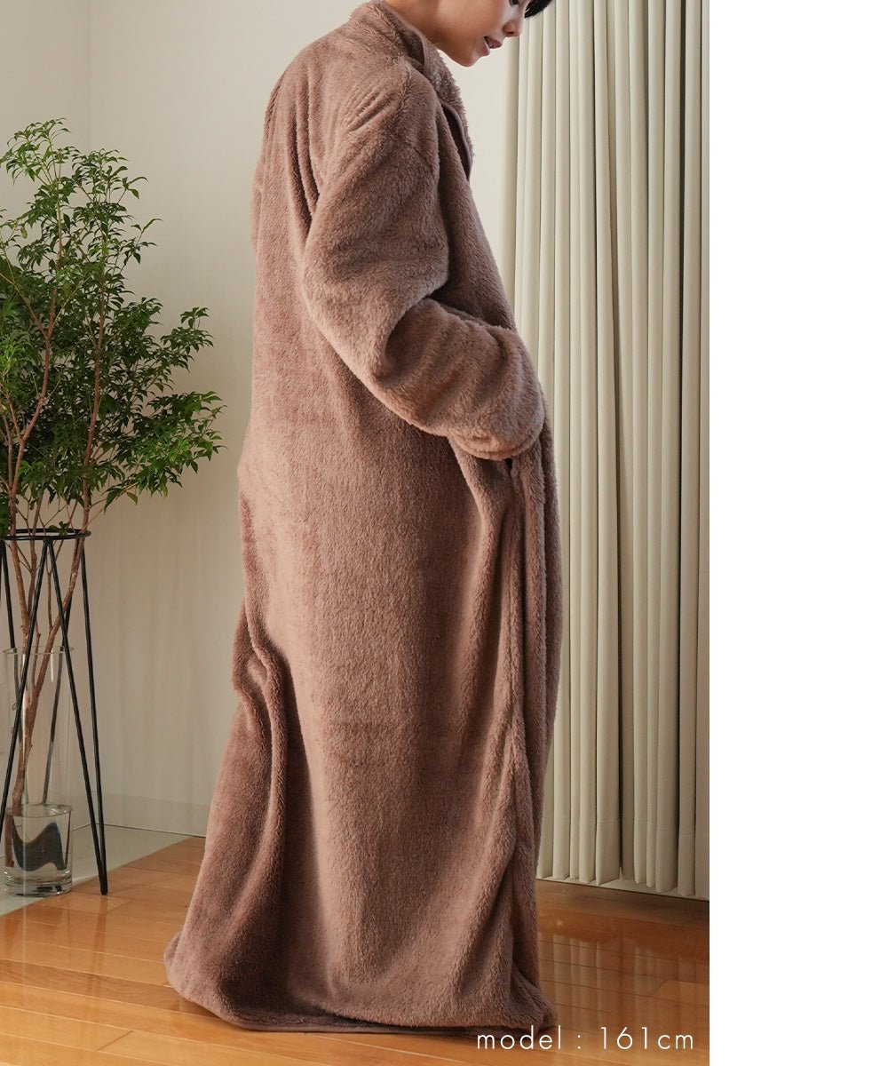 アウニイ auni 穿著毛毯 女士 睡衣 冬季 休閒服 居家服 毛毯 膝蓋毯 毛茸茸 羊毛絨 毛茸茸睡衣 浴袍 中性 8198