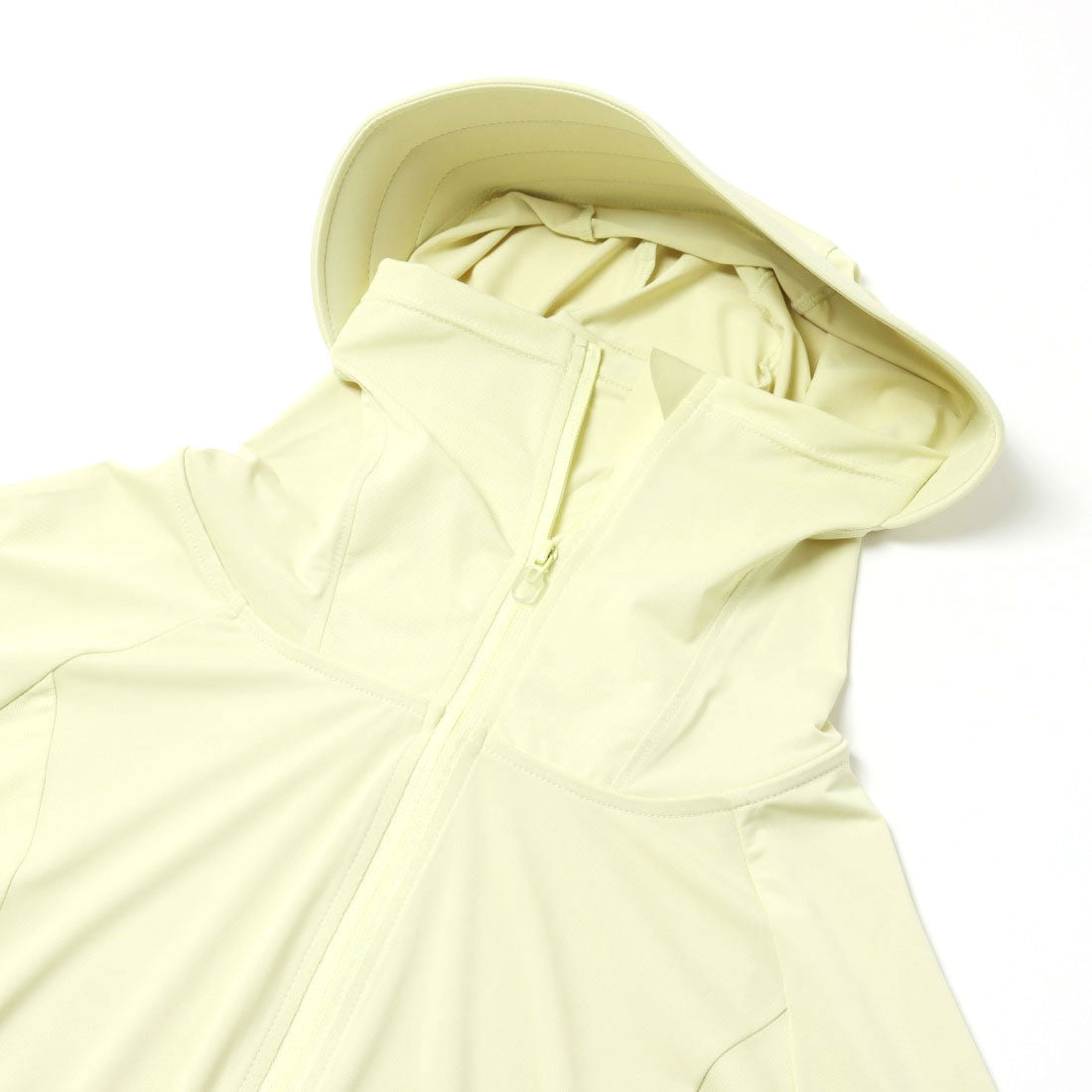 アウニイ auni ラッシュガード レディース 日焼け止め UVカット UPF50+ 長袖 ショート丈 パーカー 体型カバー ポンチョ風 つば付き 指穴付き 顔保護 接触冷感 薄手 アウトドア J20031 (アプリコット) アプリコット